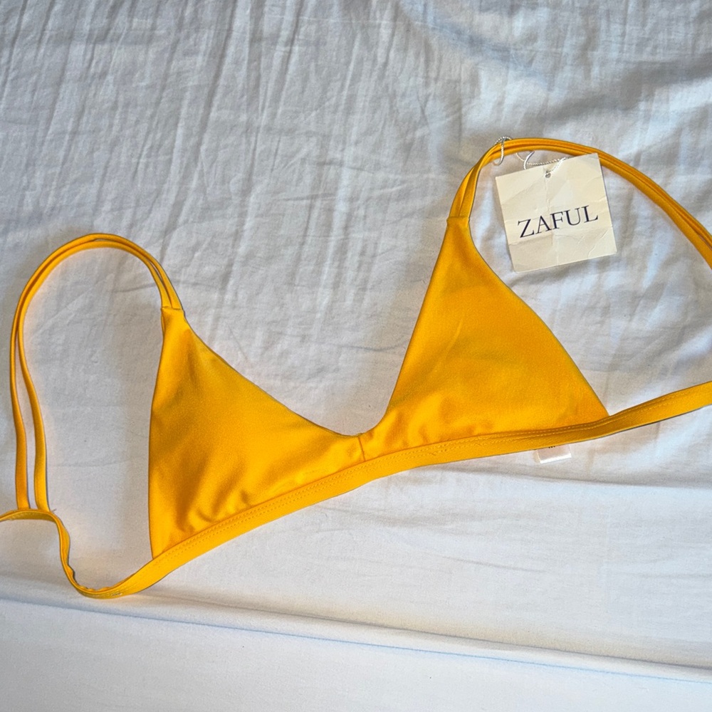 Zaful Yellow Triangle Bikini Top